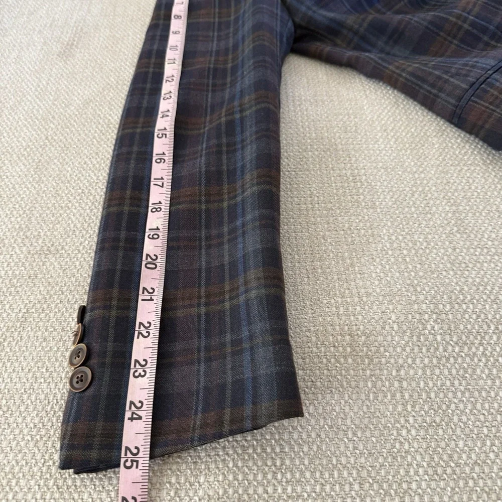 Tallia Men Suit 40R Windowpane Plaid Wool Blend Blazer Sport Coat Jacket